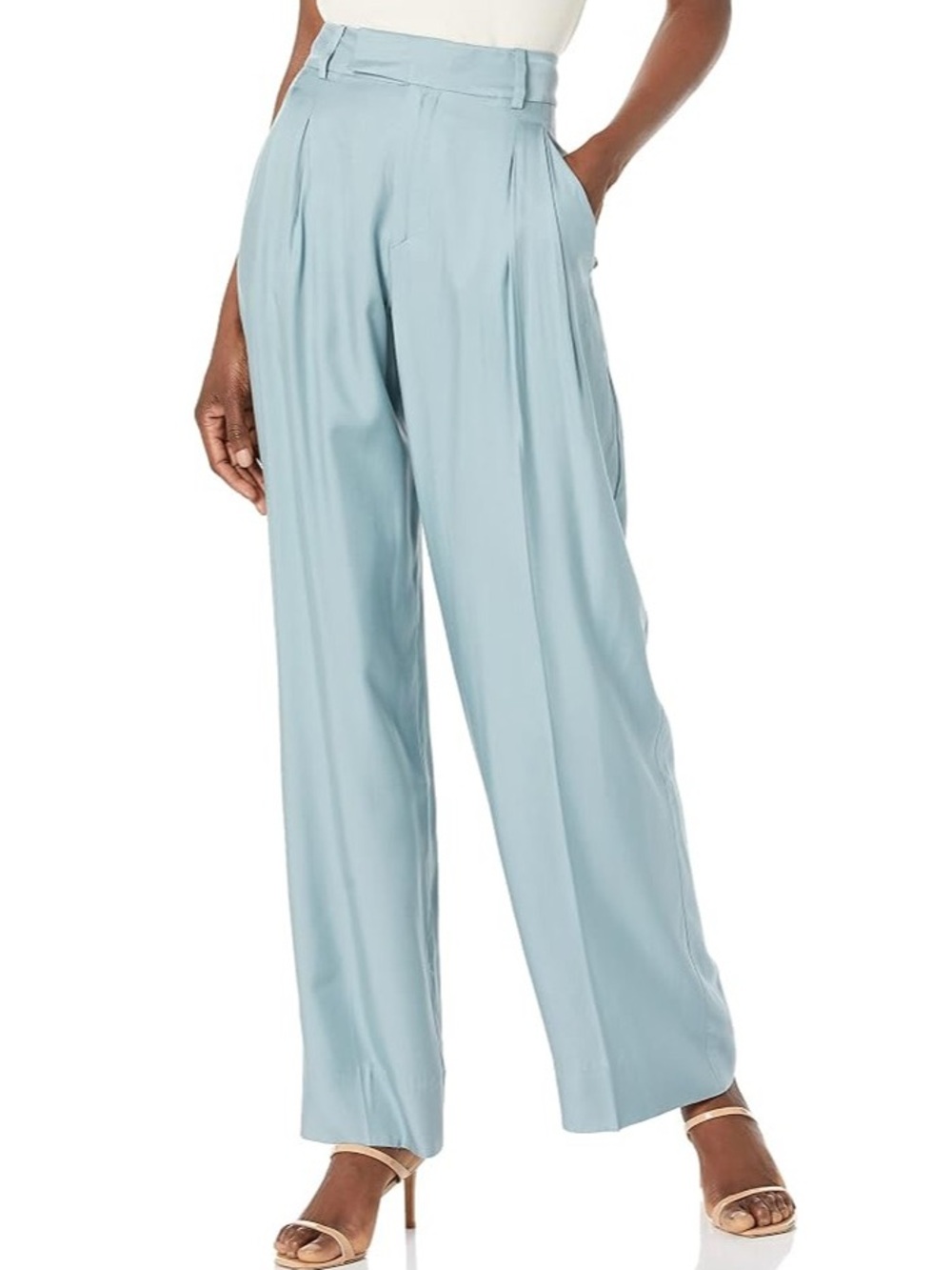 Equipment Hollie Trouser Pant Smoke Light Blue Silk Blend NEW Size 12 Satin